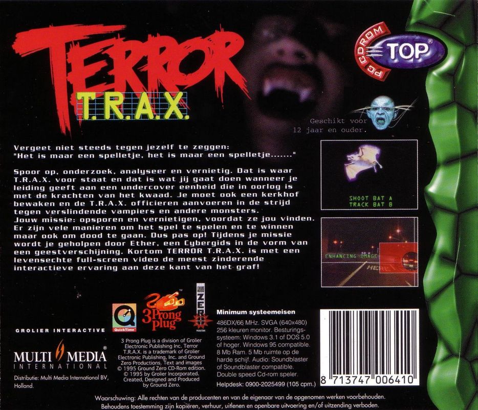 Back Cover for Terror T.R.A.X.: Track of the Vampire (Windows 3.x) (TOP release)
