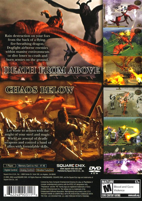 Back Cover for Drakengard (PlayStation 2)