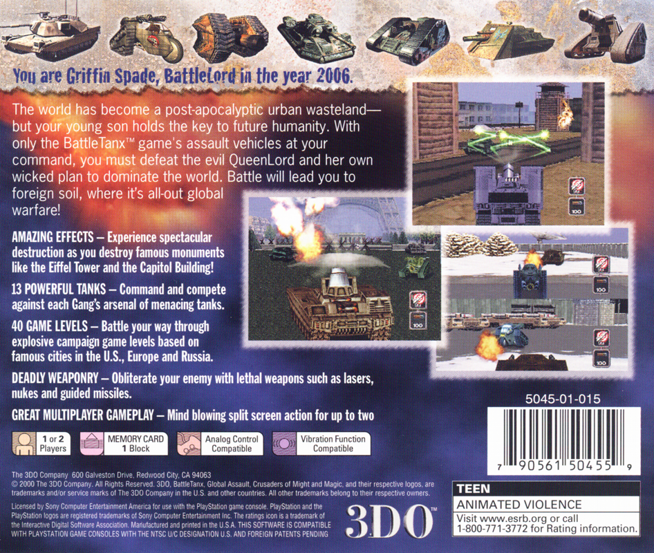 Back Cover for BattleTanx: Global Assault (PlayStation)