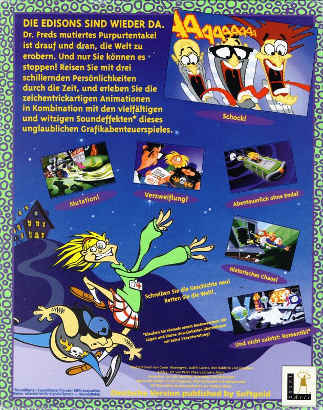 Back Cover for Maniac Mansion: Day of the Tentacle (DOS) (Talkie version)