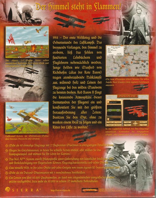 Back Cover for Red Baron II (Windows)