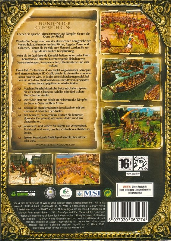 Back Cover for Rise & Fall: Civilizations at War (Windows)