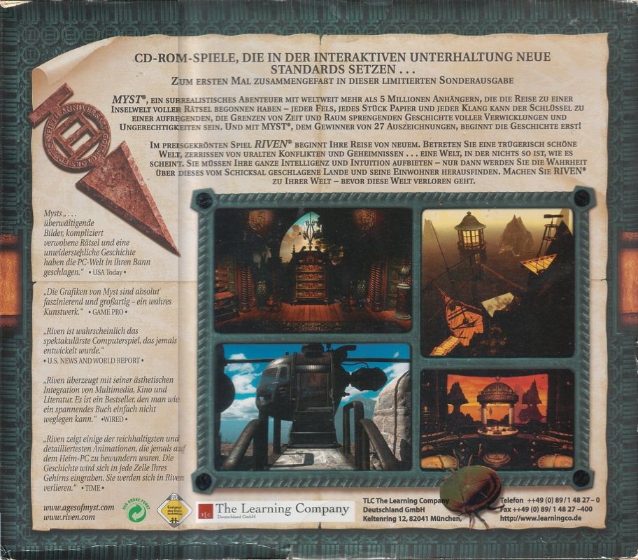 Back Cover for Ages of Myst (Macintosh and Windows and Windows 3.x)