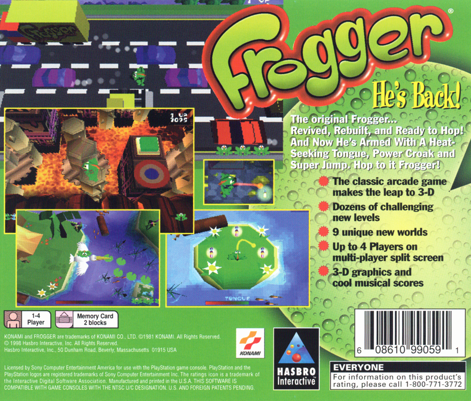 Back Cover for Frogger (PlayStation) (Greatest Hits release)