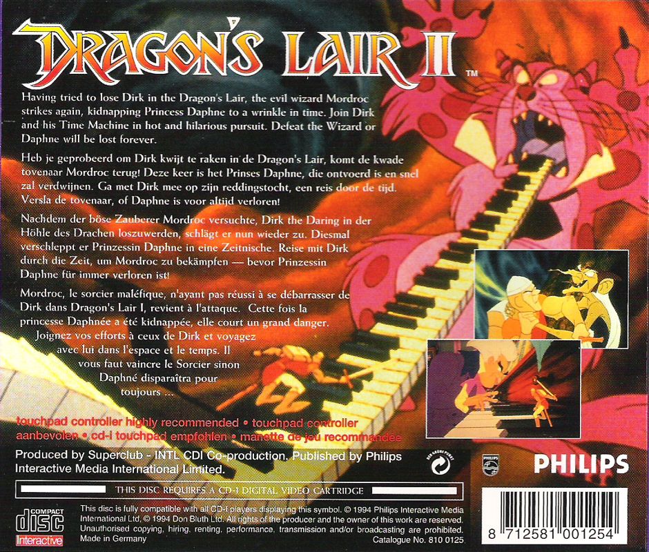 Back Cover for Dragon's Lair II: Time Warp (CD-i)