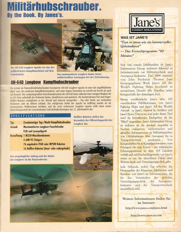 Inside Cover for Jane's Combat Simulations: Longbow 2 (Windows): Right Flap
