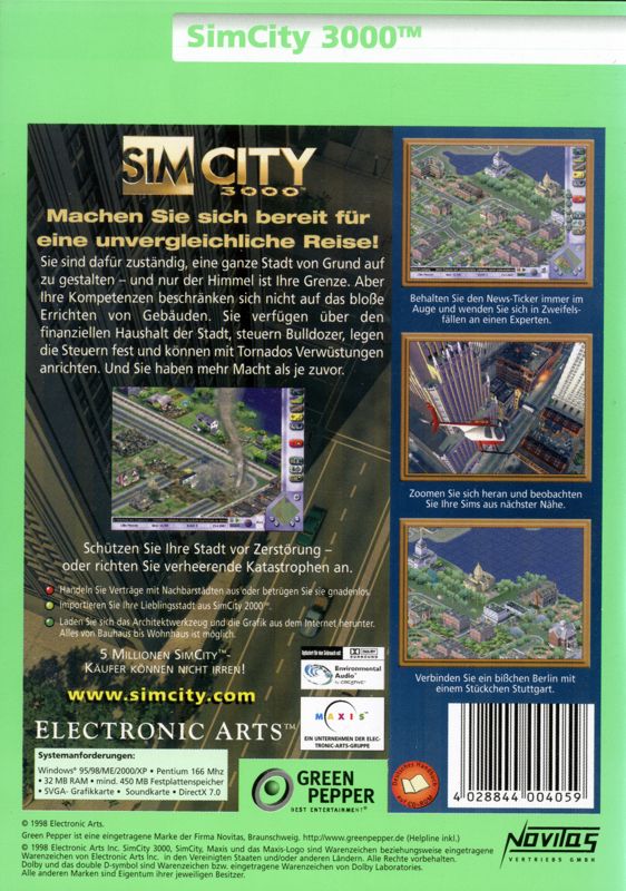 Back Cover for SimCity 3000 (Windows) (Green Pepper release (#161))