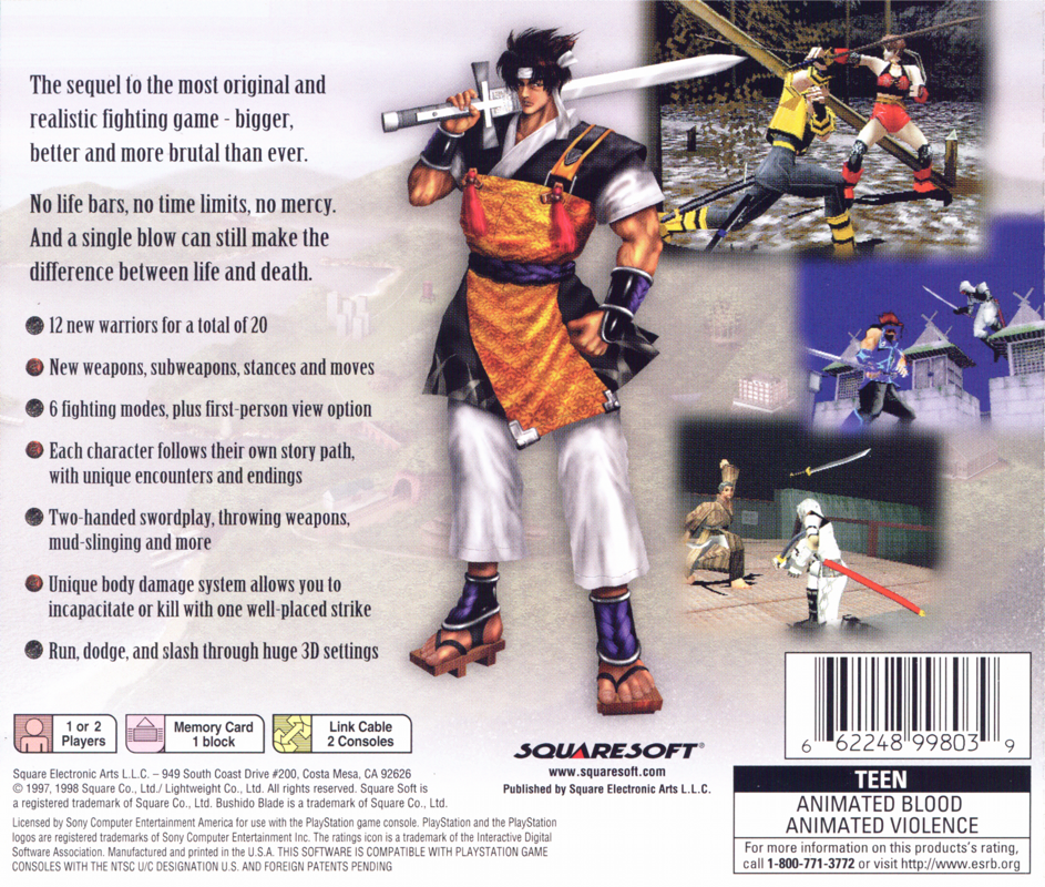 Back Cover for Bushido Blade 2 (PlayStation)