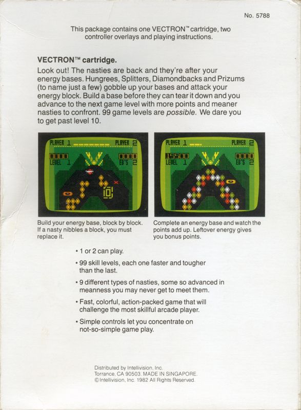 Back Cover for Vectron (Intellivision) (Second release)