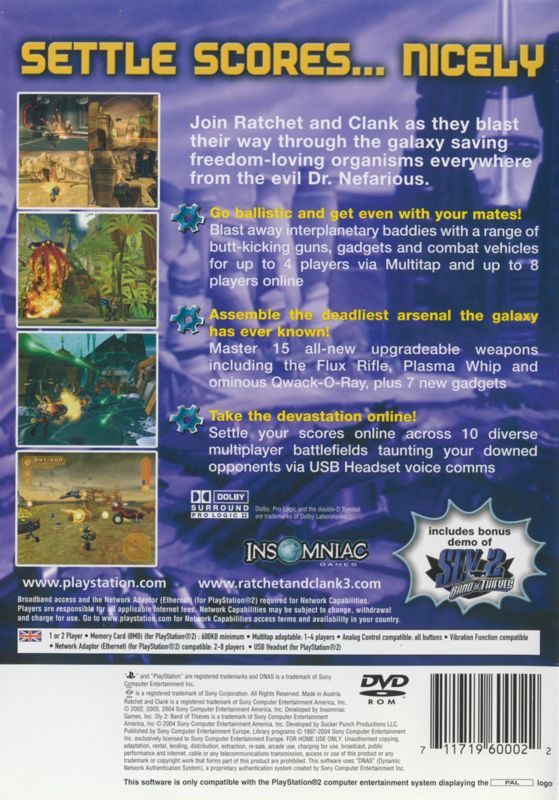 Back Cover for Ratchet & Clank: Up Your Arsenal (PlayStation 2)