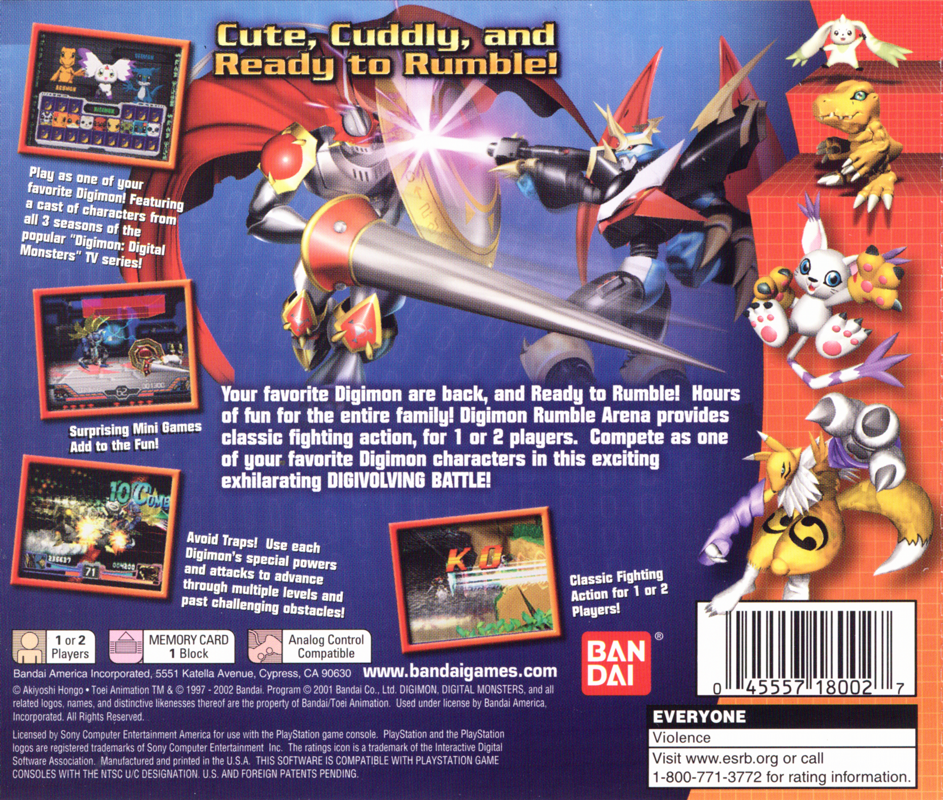 Back Cover for Digimon Rumble Arena (PlayStation)