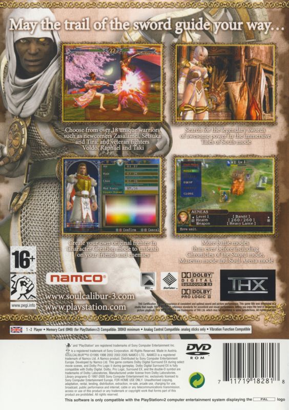 Back Cover for SoulCalibur III (PlayStation 2)