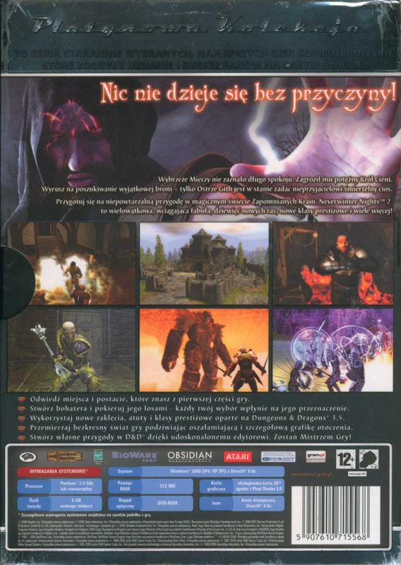 Back Cover for Neverwinter Nights 2 (Windows) (Platynowa Kolekcja release)