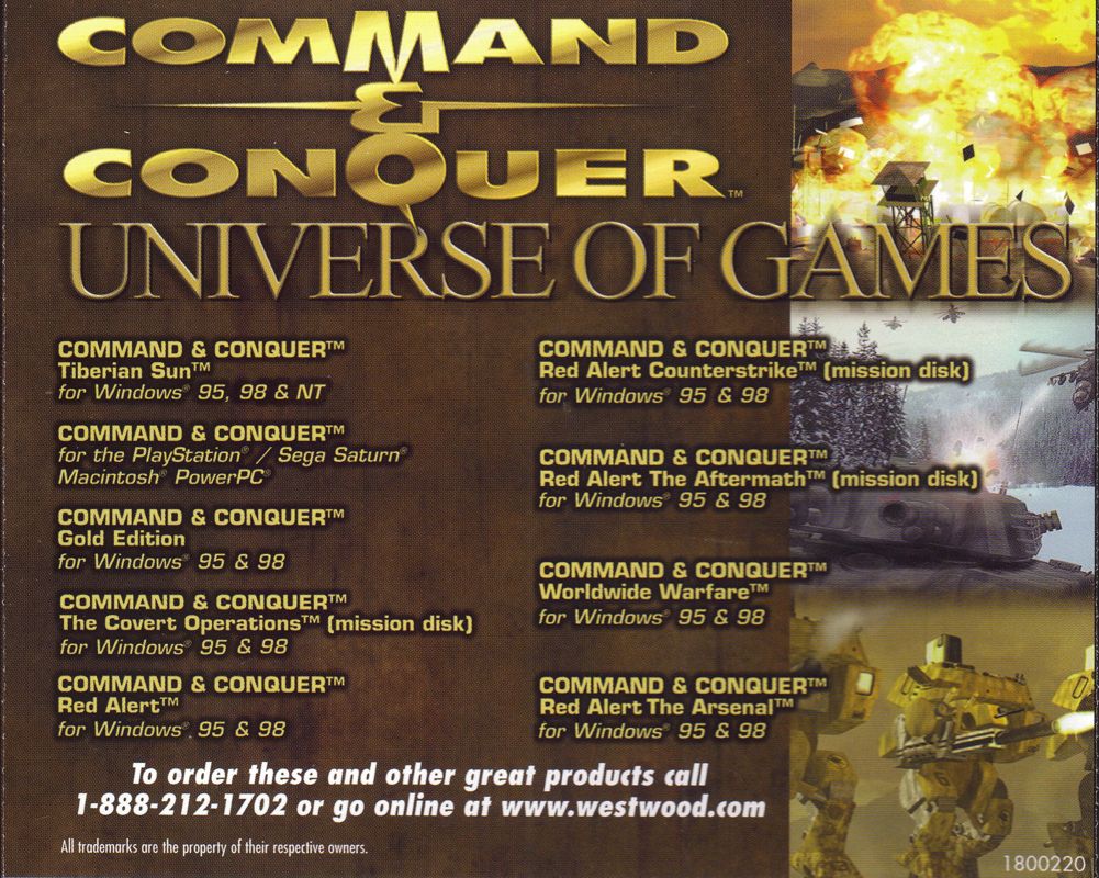 Other for Command & Conquer: Tiberian Sun (Windows): Jewel Case - Back