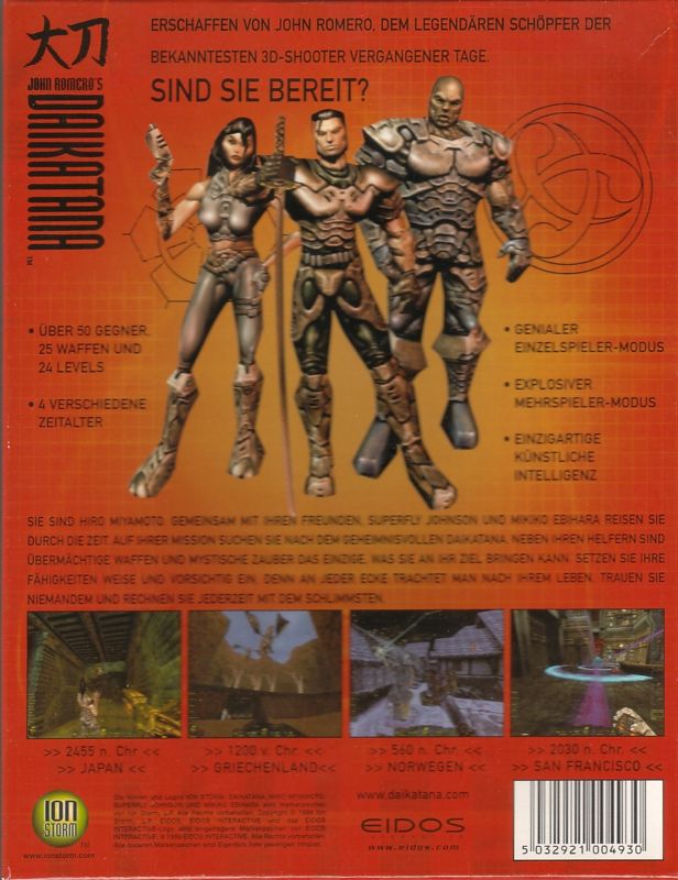 Back Cover for John Romero's Daikatana (Windows)