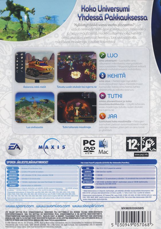 Back Cover for Spore (Macintosh and Windows)