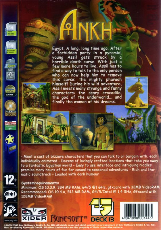 Back Cover for Ankh (Macintosh)
