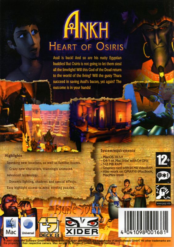 Back Cover for Ankh: Heart of Osiris (Macintosh)