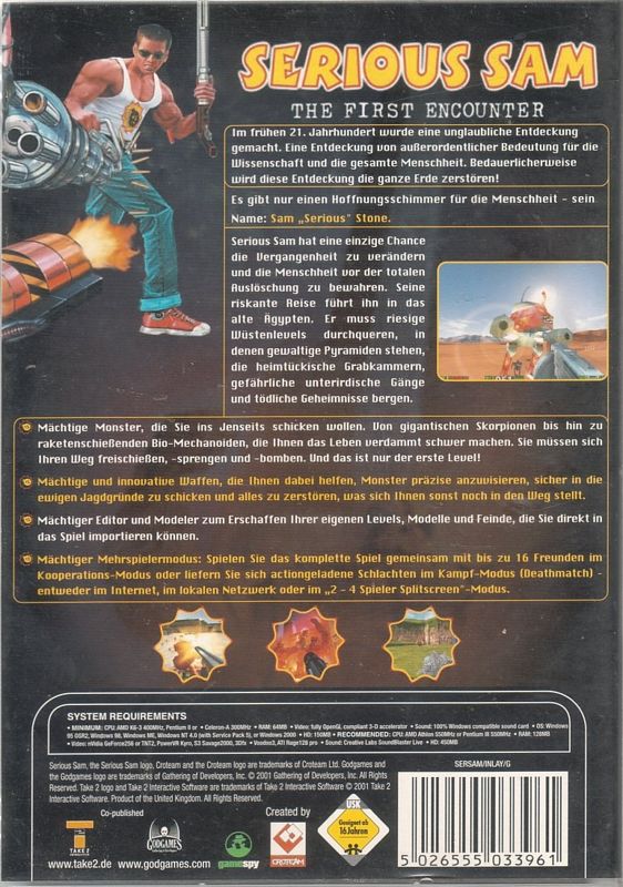 Back Cover for Serious Sam: The First Encounter (Windows)
