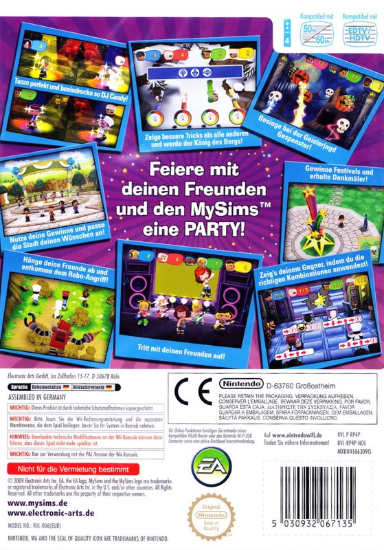 Back Cover for MySims: Party (Wii)