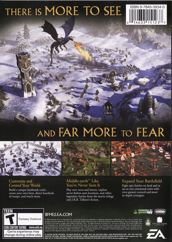 Back Cover for The Lord of the Rings: The Battle for Middle-earth II (Windows) (CD-ROM release)