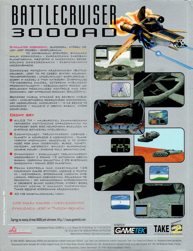 Back Cover for Battlecruiser 3000AD (DOS)