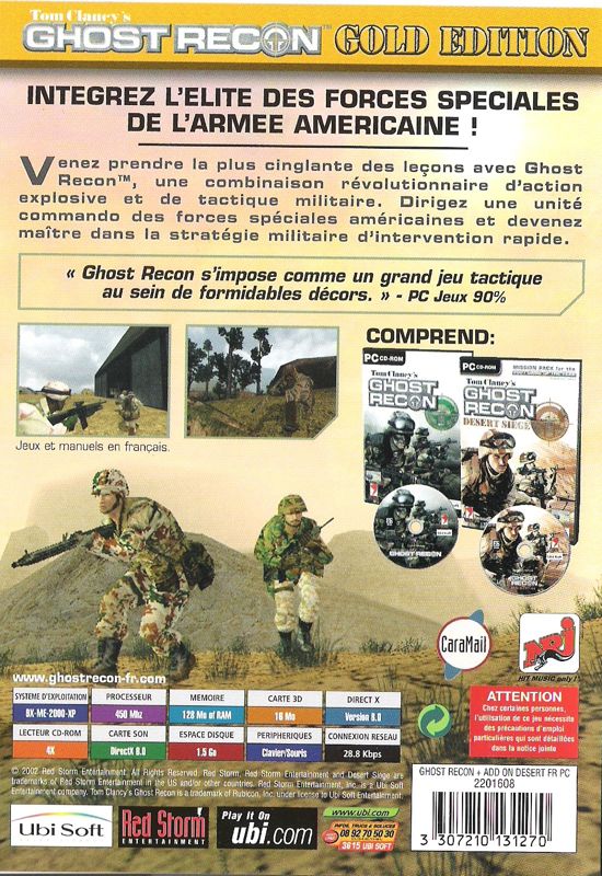 Back Cover for Tom Clancy's Ghost Recon: Game of the Year Pack (Windows)
