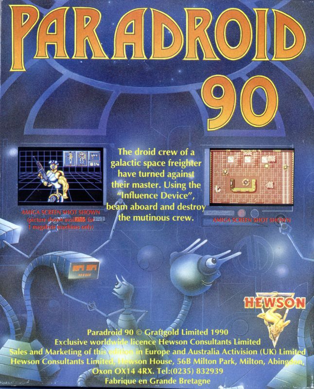 Back Cover for Paradroid 90 (Amiga)