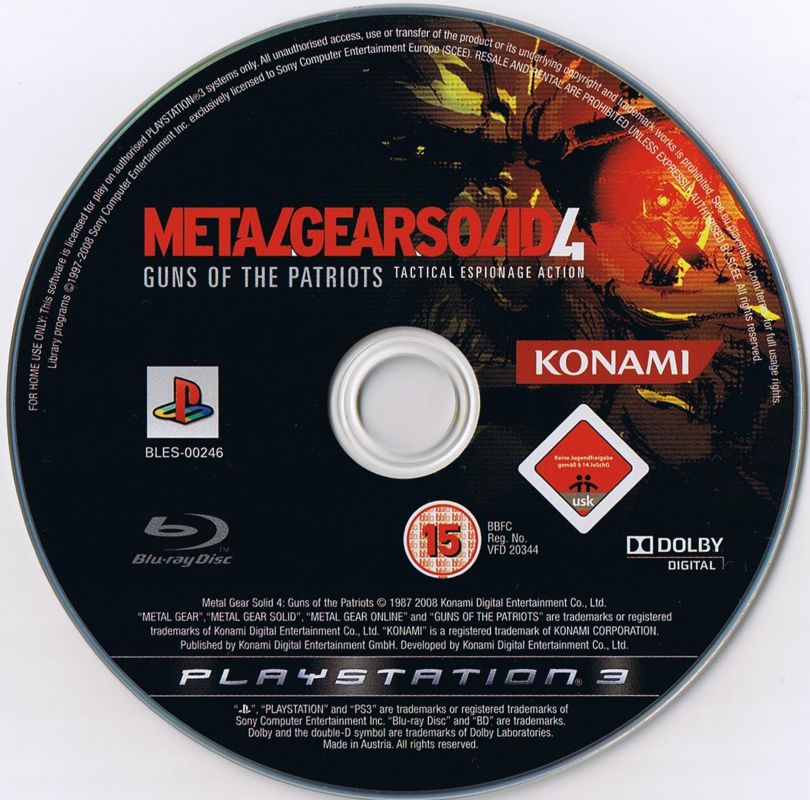 Media for Metal Gear Solid 4: Guns of the Patriots (PlayStation 3) (Bundled with PS3)