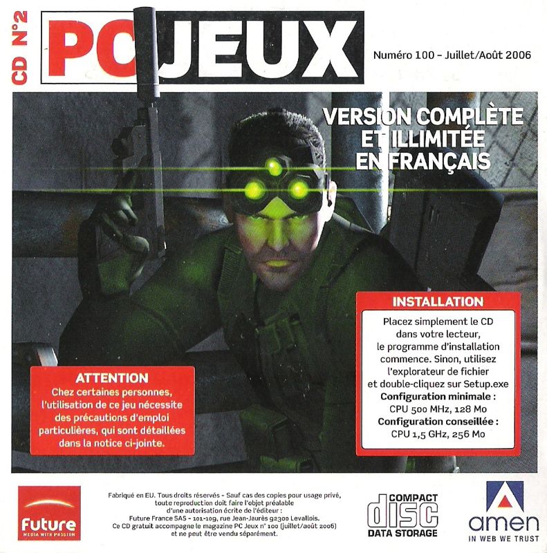 Back Cover for Tom Clancy's Splinter Cell (Windows) (PC Jeux n°100 - couvermount July/August 2006): Disc 2