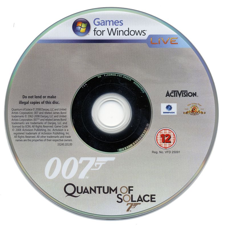 Media for 007: Quantum of Solace (Windows) (Release with BBFC rating)