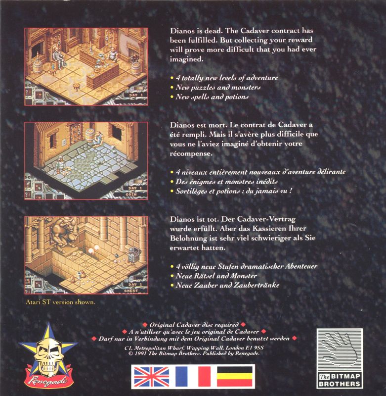 Back Cover for Cadaver: The Payoff (Atari ST)