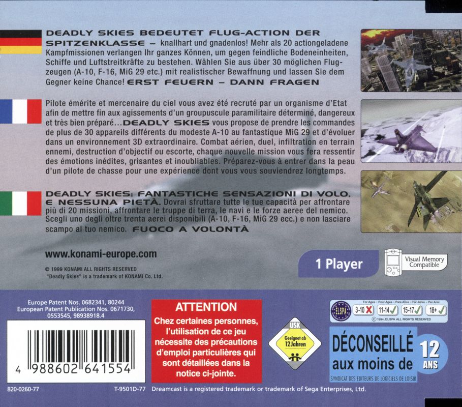 Back Cover for AirForce Delta (Dreamcast)