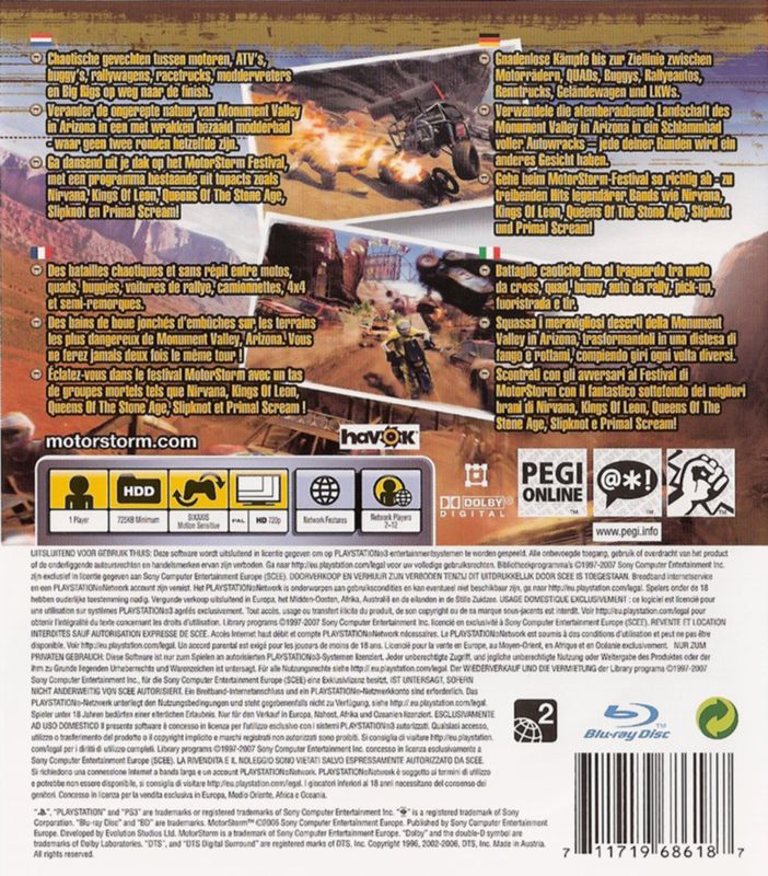 Back Cover for MotorStorm (PlayStation 3)