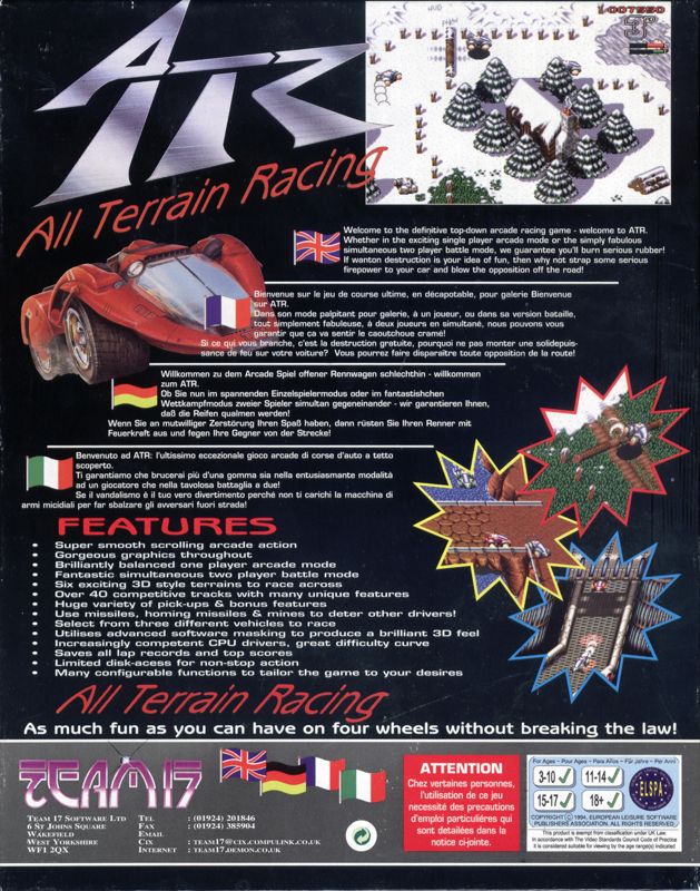 Back Cover for ATR: All Terrain Racing (Amiga CD32)