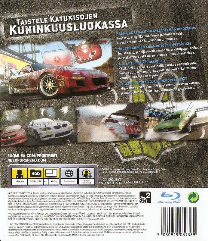 Back Cover for Need for Speed: ProStreet (PlayStation 3)