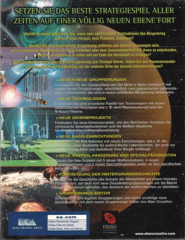 Back Cover for Sid Meier's Alien Crossfire (Windows)