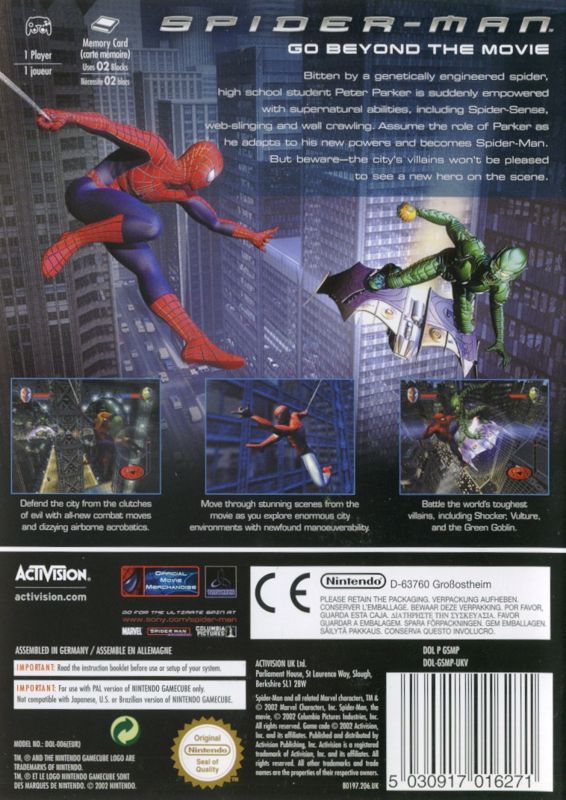 Back Cover for Spider-Man (GameCube)