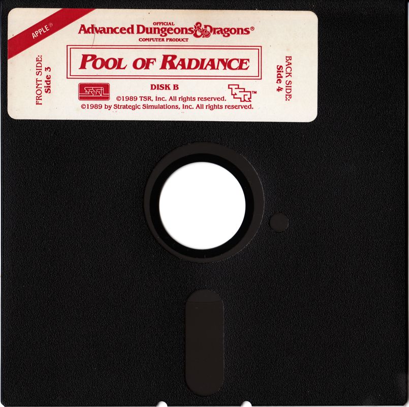 Media for Pool of Radiance (Apple II): Disk B - Side 3 and 4