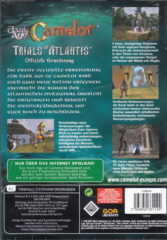 Back Cover for Dark Age of Camelot: Trials of Atlantis (Windows)