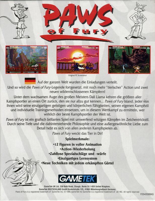 Back Cover for Brutal: Paws of Fury (Amiga CD32)