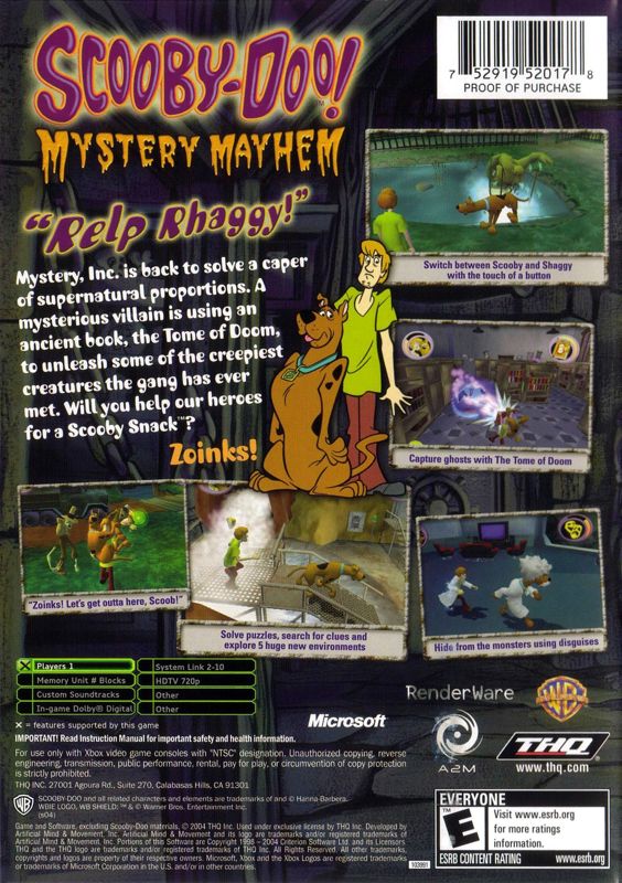 Back Cover for Scooby-Doo!: Mystery Mayhem (Xbox)