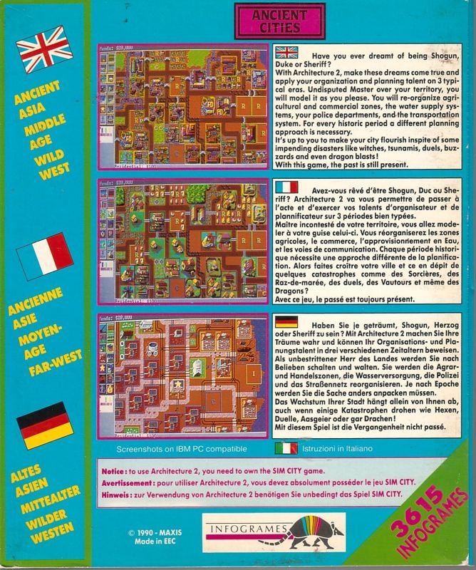 Back Cover for SimCity Graphics Set 1: Ancient Cities (DOS)
