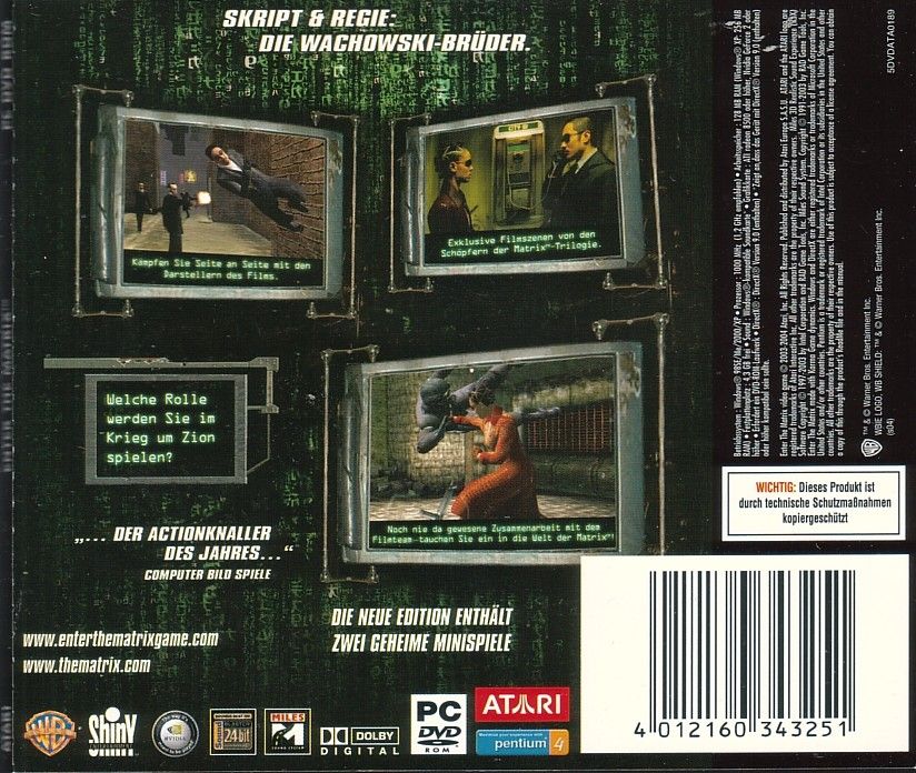 Back Cover for Enter the Matrix (Windows) (DVD release)