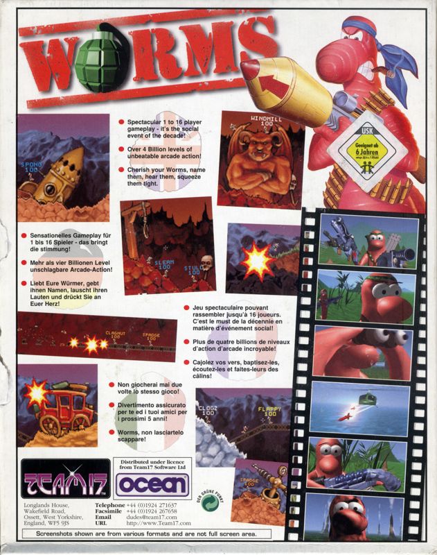 Back Cover for Worms (Amiga CD32)