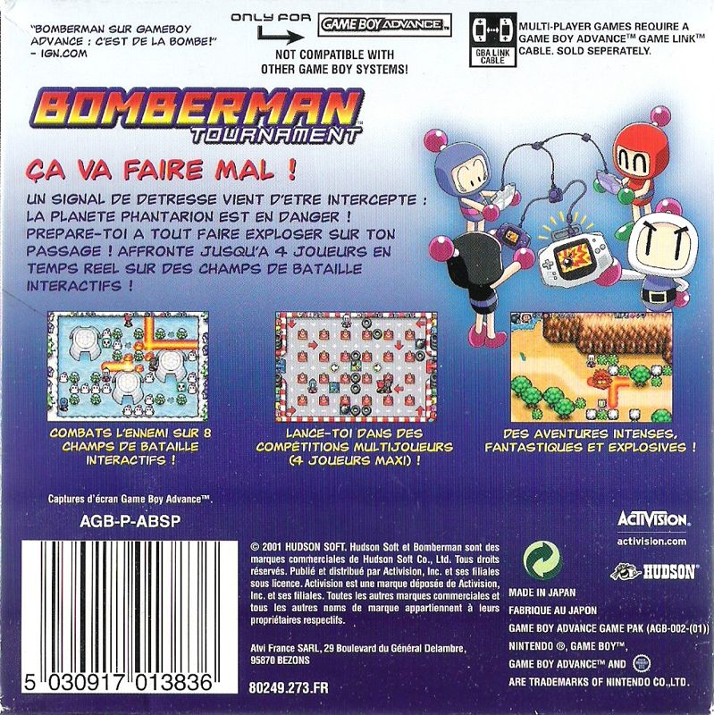 Back Cover for Bomberman Tournament (Game Boy Advance)