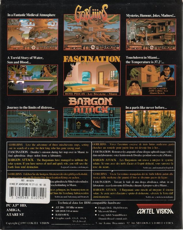 Back Cover for Kings of Adventure 1 (DOS)