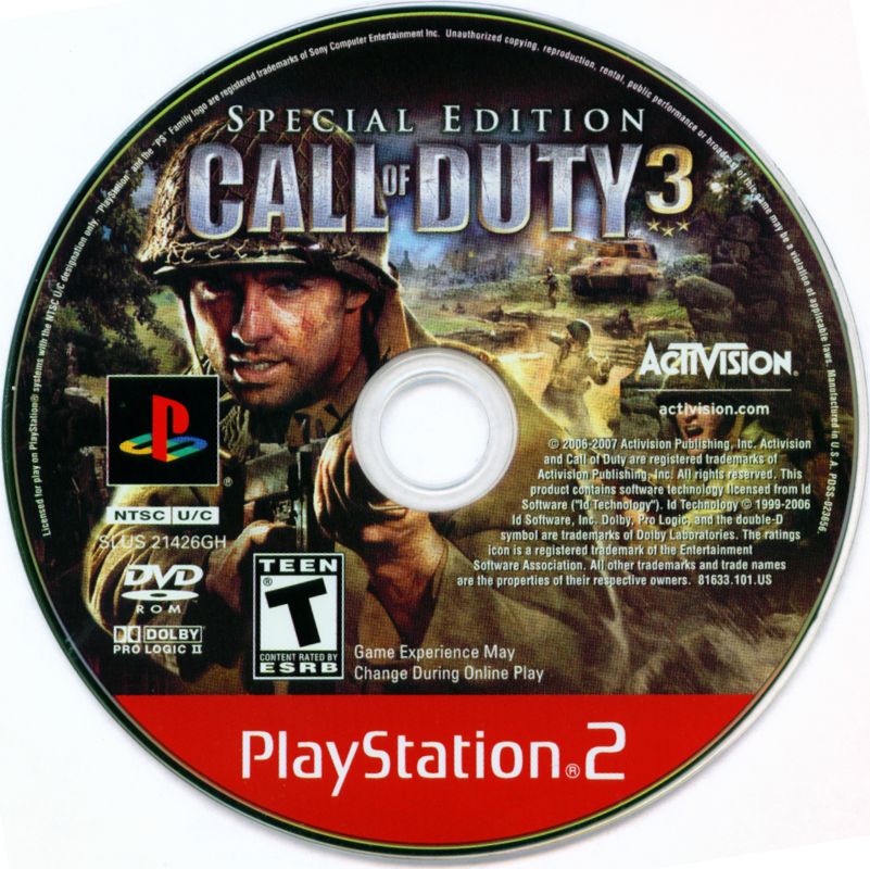 Media for Call of Duty 3 (Special Edition) (PlayStation 2) (Greatest Hits release): Game disc