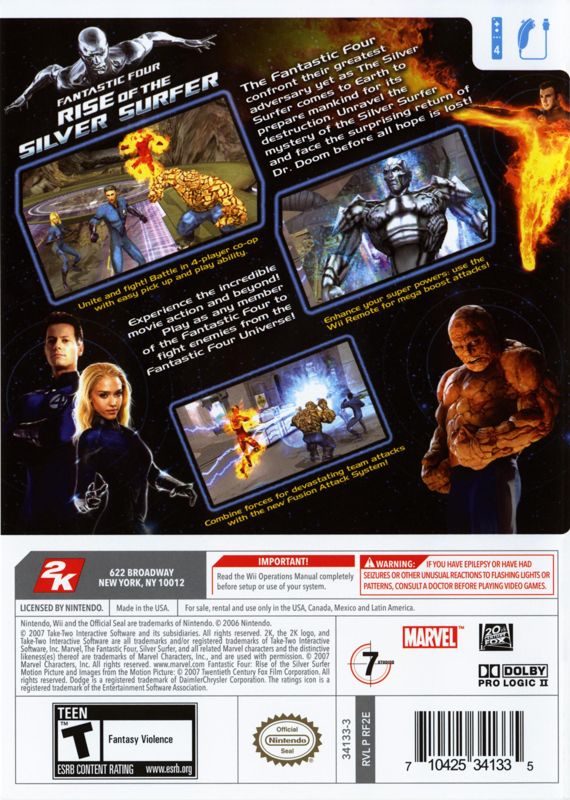 Back Cover for Fantastic Four: Rise of the Silver Surfer (Wii)