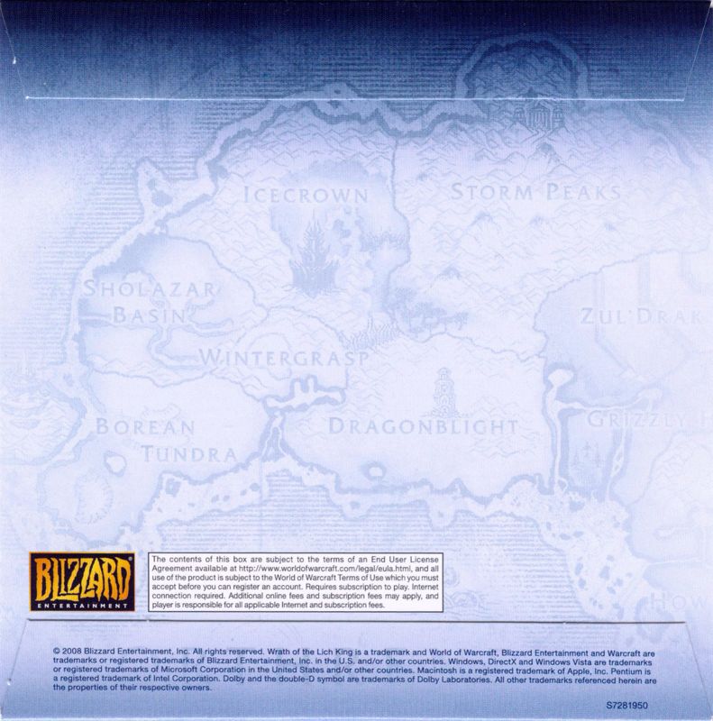Other for World of WarCraft: Wrath of the Lich King (Macintosh and Windows): CD Sleeve - Back